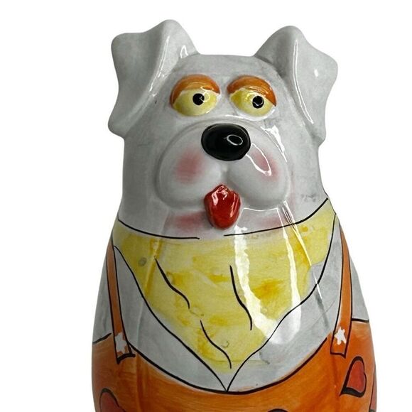 Mid Century Dog Bank Multicolor Hand-painted Decorative Ceramic Money Saving Pot - Picture 2 of 10